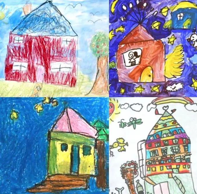 幼儿画作——对房子的认知